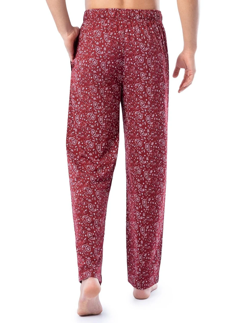 Wrangler Men's Printed Jersey Knit Sleep and Lounge Pajama Pant, Red
