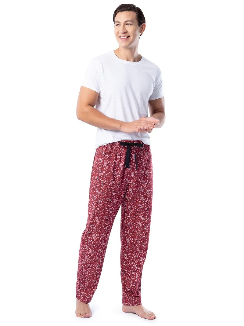 Wrangler Men's Printed Jersey Knit Sleep and Lounge Pajama Pant, Red