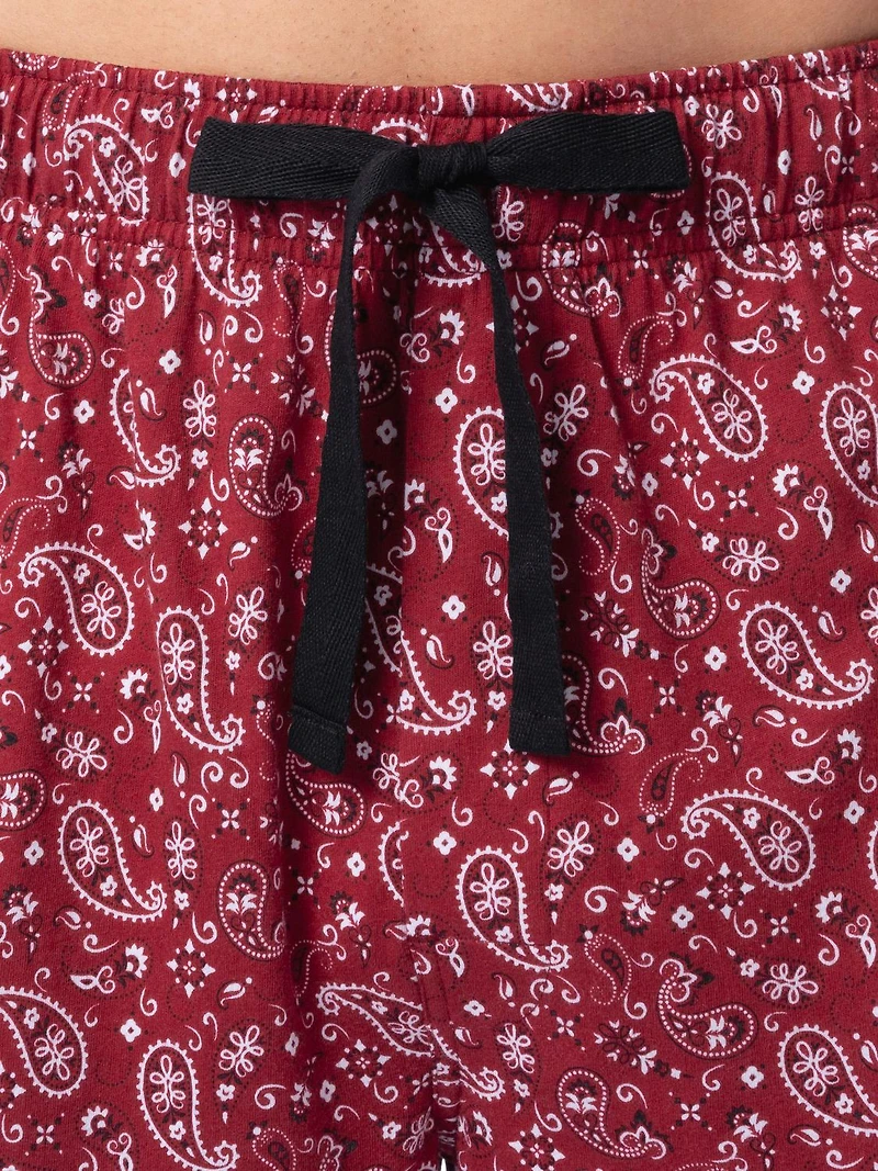 Wrangler Men's Printed Jersey Knit Sleep and Lounge Pajama Pant, Red