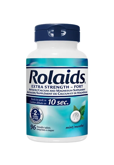 Rolaids Antitacide, saveur menthe, 96 comprimés, soulagement rapide et efficace des brûlures d'estomac 96 comprimés