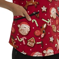 Scrubstar Women's Rudolph "Santa's Cookies" V-Neck Print Top