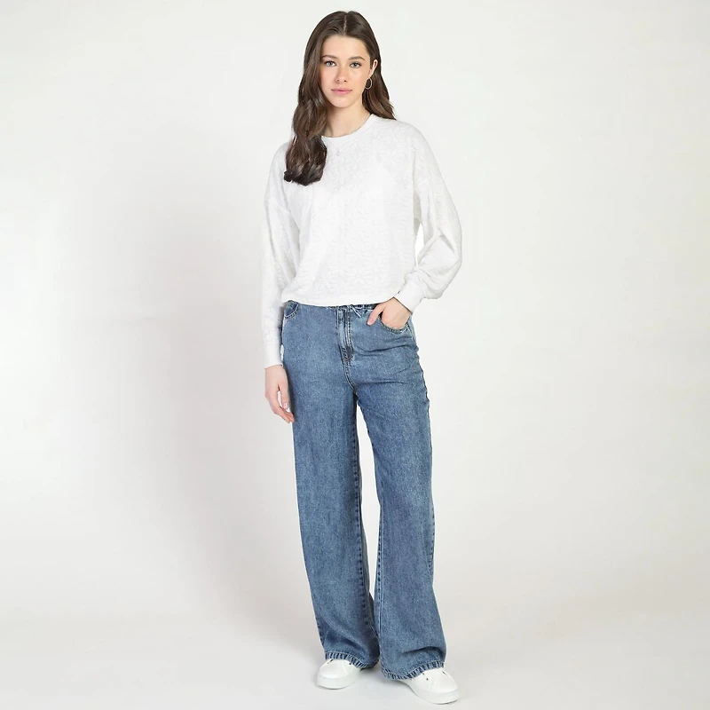 Bloom Girl Long Sleeve Patterned Top, Sizes XS-XL