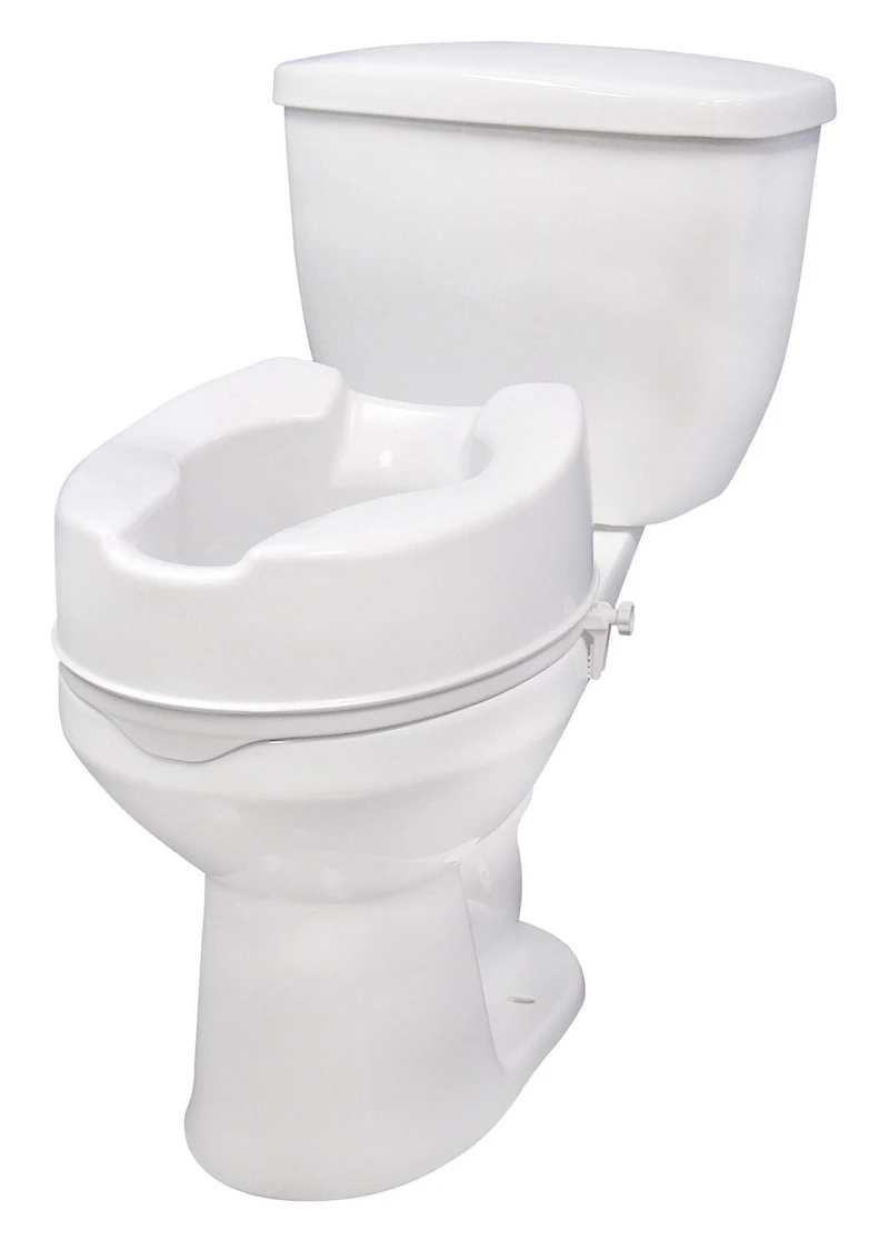 Drive Medical White Raised Toilet Seat with Lock, Standard Seat, 6"
