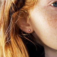 Unicornj Enfants Sterling Argent 925 Bleu Foncé CZ 6 Pétale Fleur Septembre Naissance Mois Stud Post Boucles D'oreilles Italie