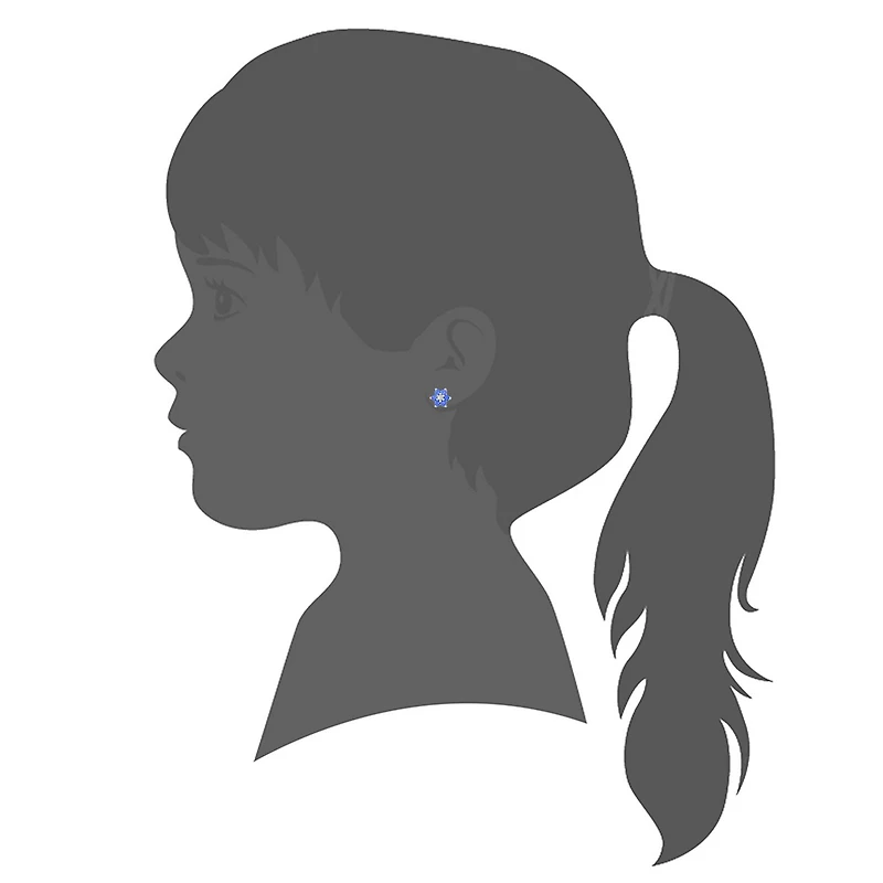 Unicornj Enfants Sterling Argent 925 Bleu Foncé CZ 6 Pétale Fleur Septembre Naissance Mois Stud Post Boucles D'oreilles Italie