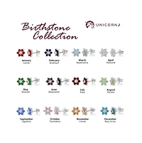 Unicornj Childrens Sterling Silver 925 Clear CZ 6 Petal Flower April Birth Month Stud Post Earrings