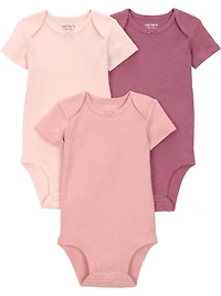 Carter's Child of Mine Infant Girl 3pk Short Sleeve Bodysuits Pink