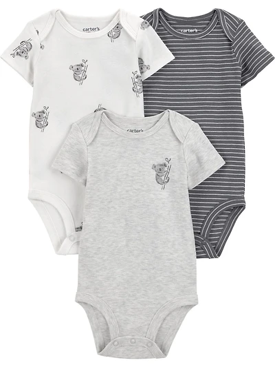Carter's Child of Mine IB 3PK Bodysuit - Grey Koala