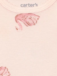 Carter's Child of Mine Infant Girl 3pk Bodysuits Short Sleeve Pink Floral Love