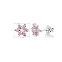Unicornj Enfants Sterling Argent 925 Rose CZ 6 Pétale Fleur Octobre Naissance Mois Stud Post Boucles D'oreilles Italie
