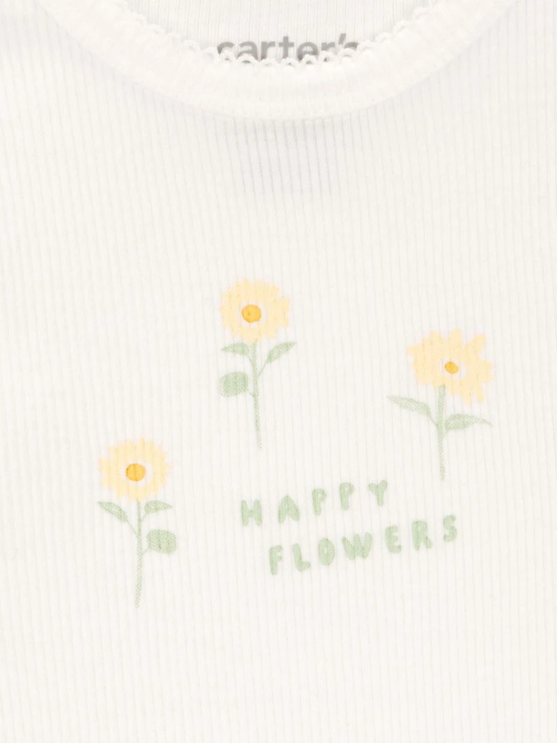 Ensemble 3 pièces pour bébé fille Carter's Child of Mine, motif marguerites vertes.