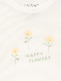 Ensemble 3 pièces pour bébé fille Carter's Child of Mine, motif marguerites vertes.