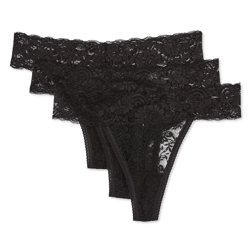 George Women's Lace Thongs 3-Pack