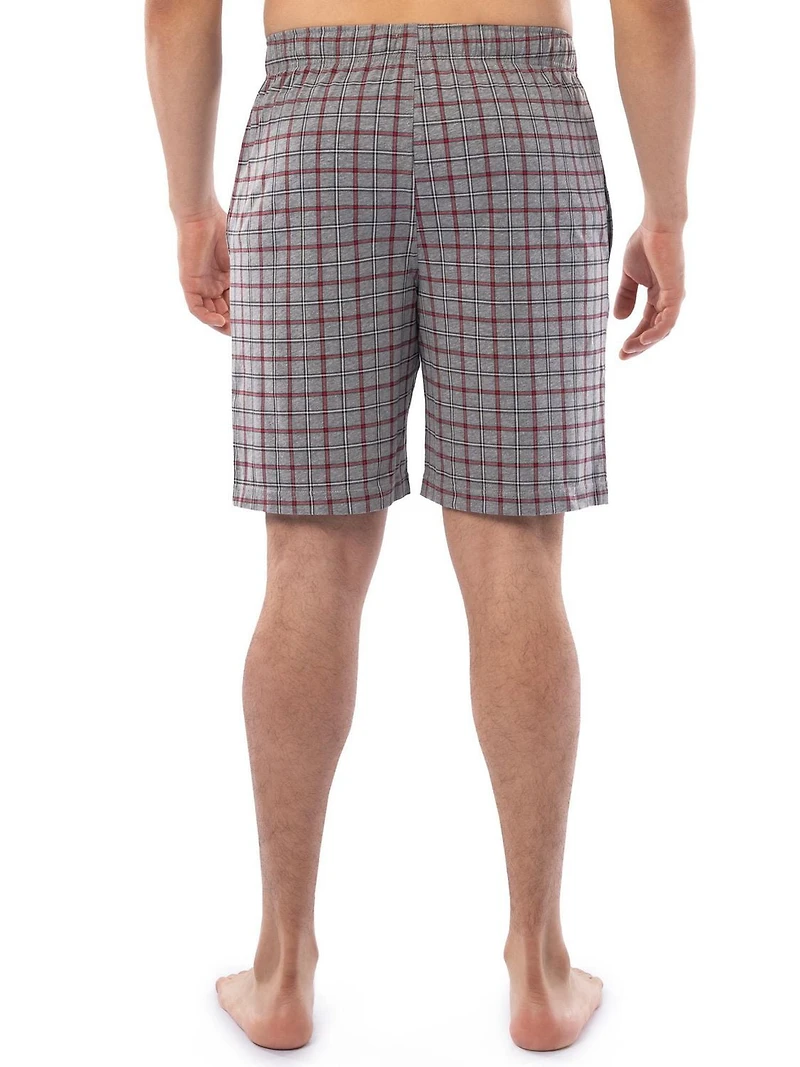 Short de pyjama pour hommes en jersey imprimé, gris et rouge