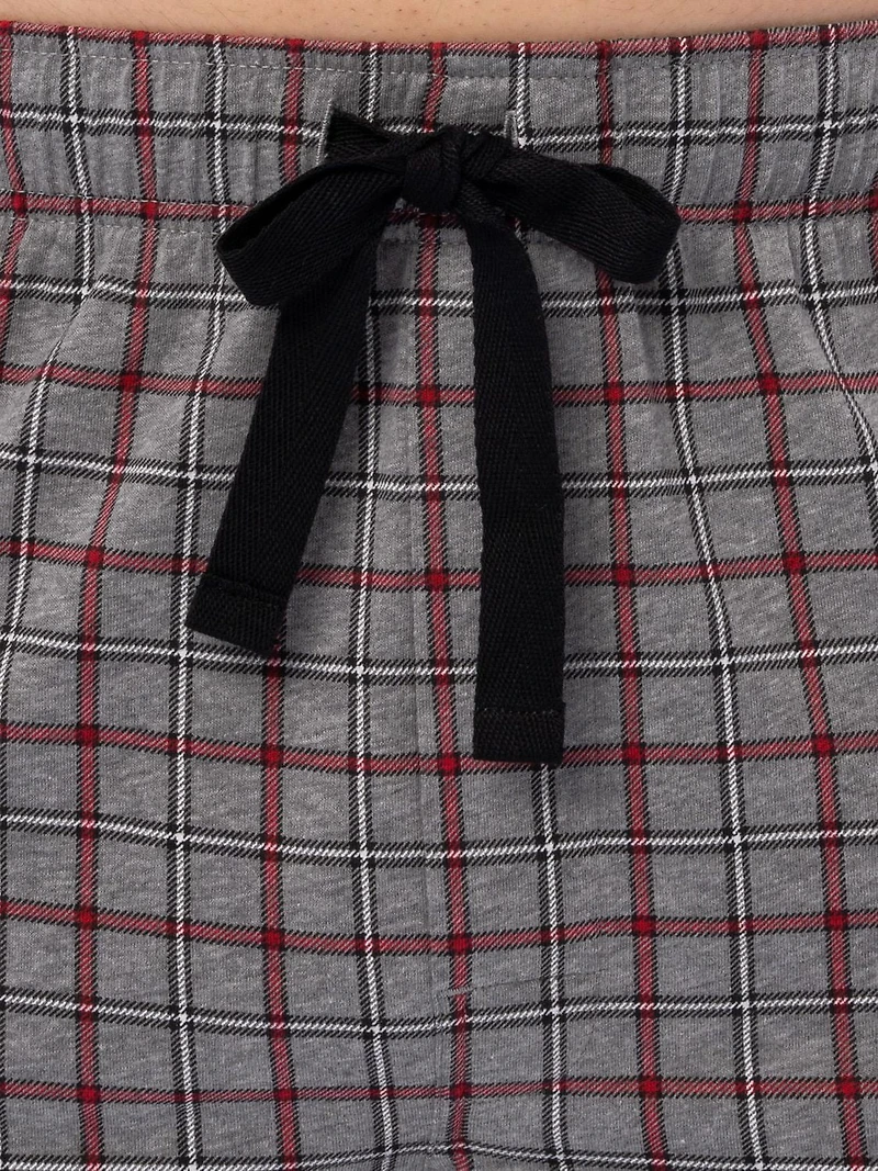 Short de pyjama pour hommes en jersey imprimé, gris et rouge