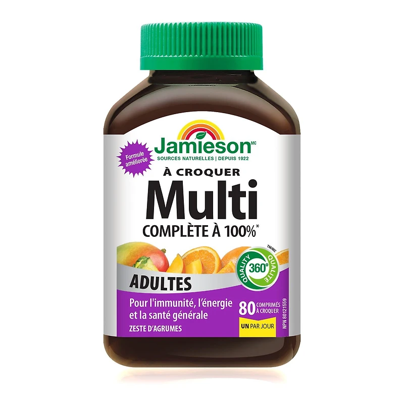 Jamieson multivitamine 100 % complète à croquer, 80 caplets