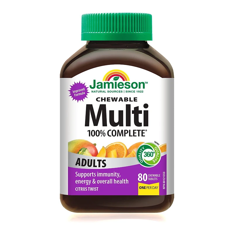 Jamieson multivitamine 100 % complète à croquer, 80 caplets