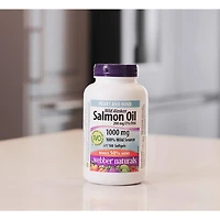Webber Naturals Huile de Saumon Sauvage d'Alaska 200 mg AEP/ADH, 1 000 mg Santé cardiovasculaire et la santé mentale, 180 gélules. PRIME !