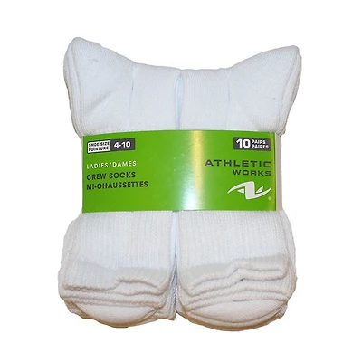 Mi-chaussettes Athletic Works pour femmes en paq. de 10 paires