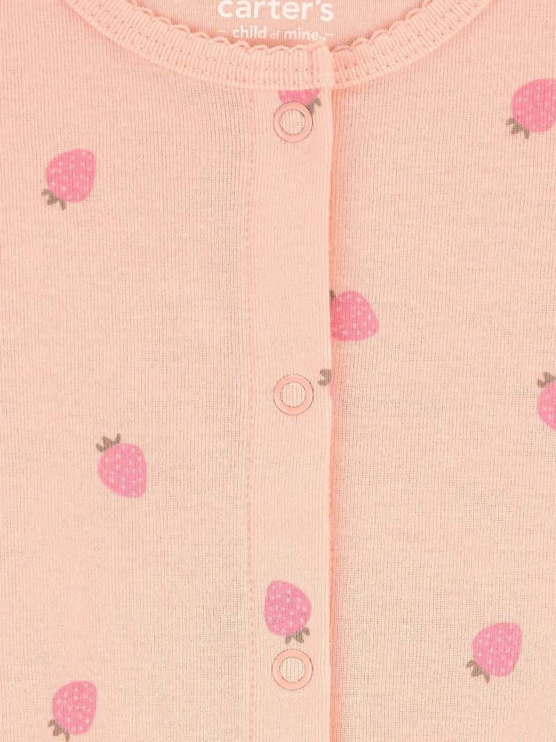 Carter's Child of Mine Infant Girl Strawberry Romper Peach