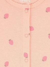 Carter's Child of Mine Infant Girl Strawberry Romper Peach