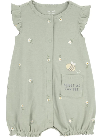 Barboteuse pour bébé fille Carter's Child of Mine, motif abeilles, couleur sauge.