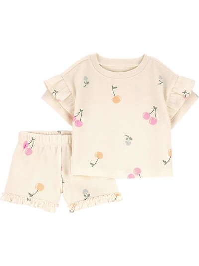 Carter's Child of Mine Infant Girl 2pc Set Cream Cherry