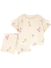Carter's Child of Mine Infant Girl 2pc Set Cream Cherry