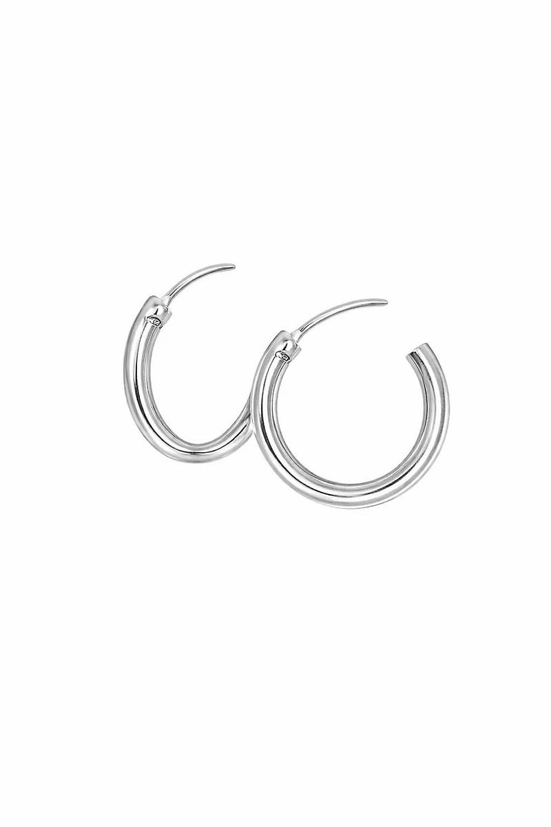 Luxury Designs Ensemble de boucles d'oreilles créoles en argent sterling avec clous d'oreilles carrés en zircon cubique