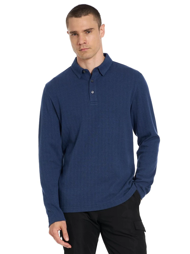 VAN HEUSEN LONG SLEEVE HERRINGBONE POLO