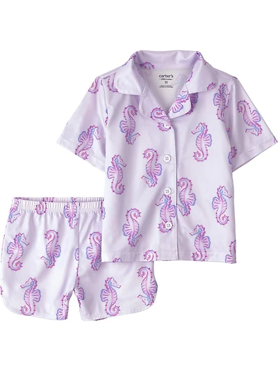 Carter's Child of Mine Infant Girl 2pc PJ Purple Sea Horse