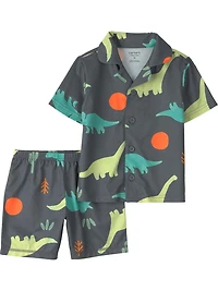 Carter's Child of Mine Toddler Boy 2pc PJ Coat Set Grey Dino