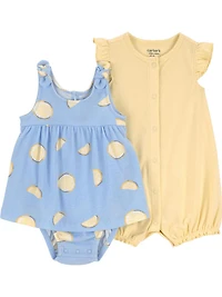 Carter's Child of Mine IG 2PK Romper - Yellow Lemon
