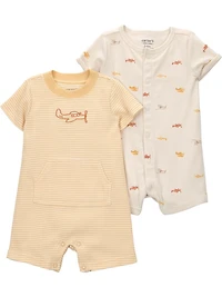 Carter's Child of Mine IB 2PK Romper - Yellow Airplane