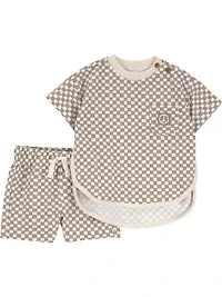 Carter's Child of Mine IB 2PC Short Set - Taupe Check