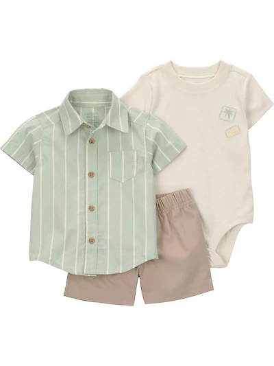 Carter's Child of Mine Gar Ensemble short 3 pièces - Rayures vertes