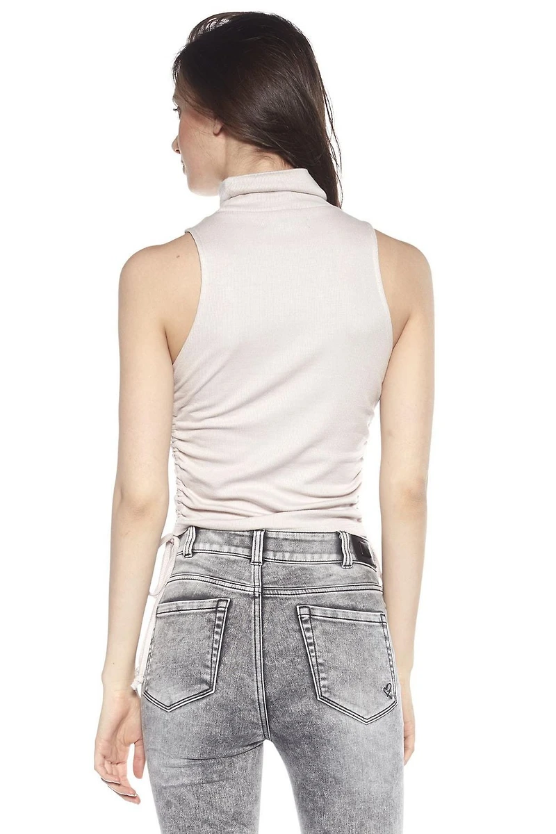 Jeaniologie ™  femme Top à manches longues côtelées et froncées - Noir