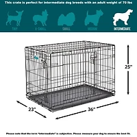 Midwest iCrate Caisse Pliante pour Chien à Double Porte avec Panneau de Séparation Caisse pour Chien 2 portes