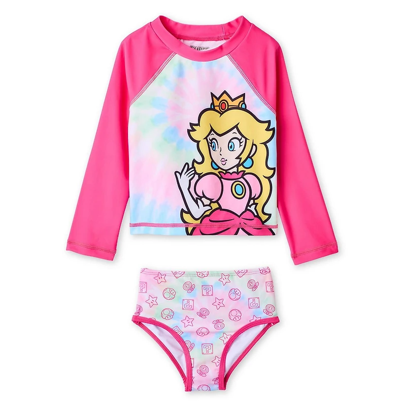 Maillot de bain 2 pièces princesse Peach Super Mario pour petites filles
