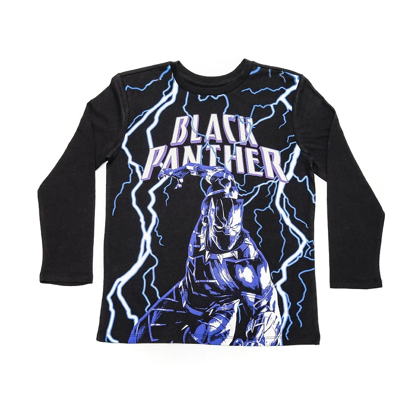 Marvel Boys Lightning Black Panther Long Sleeve T-Shirt