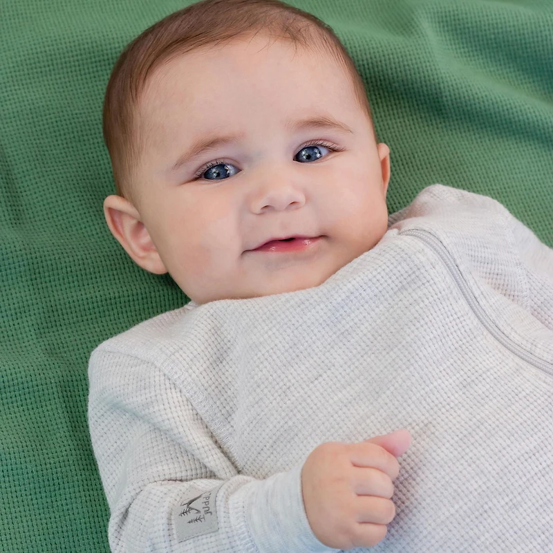 Juddlies Designs - Newborn, Baby, Toddler - Mini Waffle Collection - Footed Sleeper - Light Grey