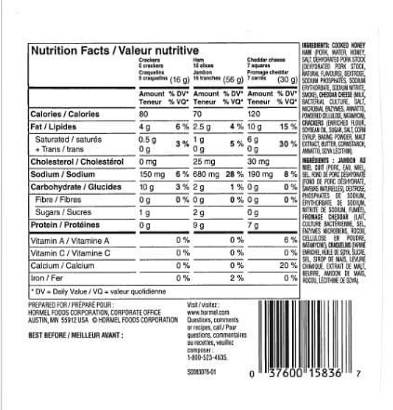 Hormel Gatherings™ Honey Ham And Cheese Snack Tray, Hormel Ham Snack Tray