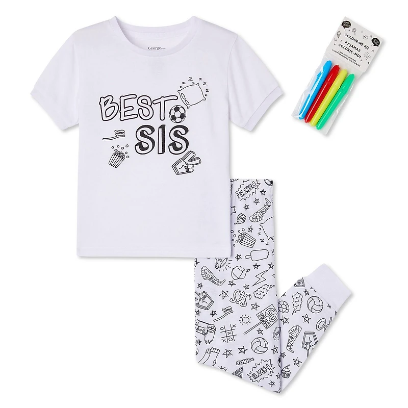 George Toddler Girls' Colour-Me Pajamas 2-Piece Set