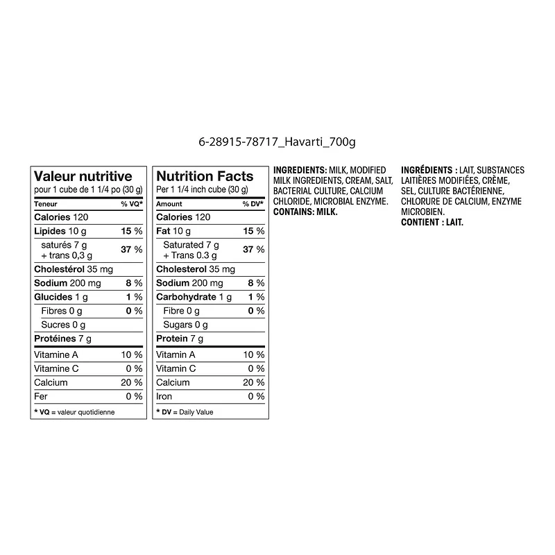 Great Value Havarti Cheese, 700 g