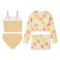 Ensemble 4 pièces de maillots de bain à assortir Btween pour filles