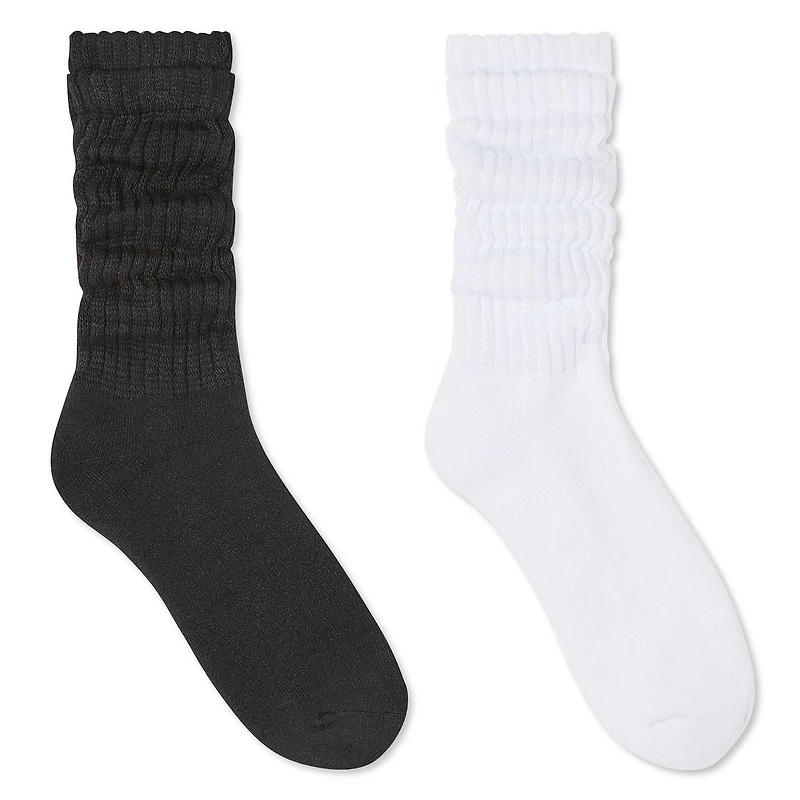 Lot de 2 paires de mi-chaussettes froncées George pour femmes Tailles 4-10