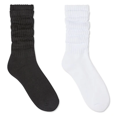 Lot de 2 paires de mi-chaussettes froncées George pour femmes Tailles 4-10