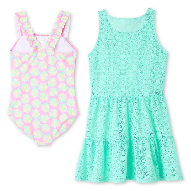 Bmagical Girls' Two Piece Swimsuit and Cover-Up Set