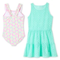 Bmagical Girls' Two Piece Swimsuit and Cover-Up Set