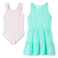 Bmagical Girls' Two Piece Swimsuit and Cover-Up Set